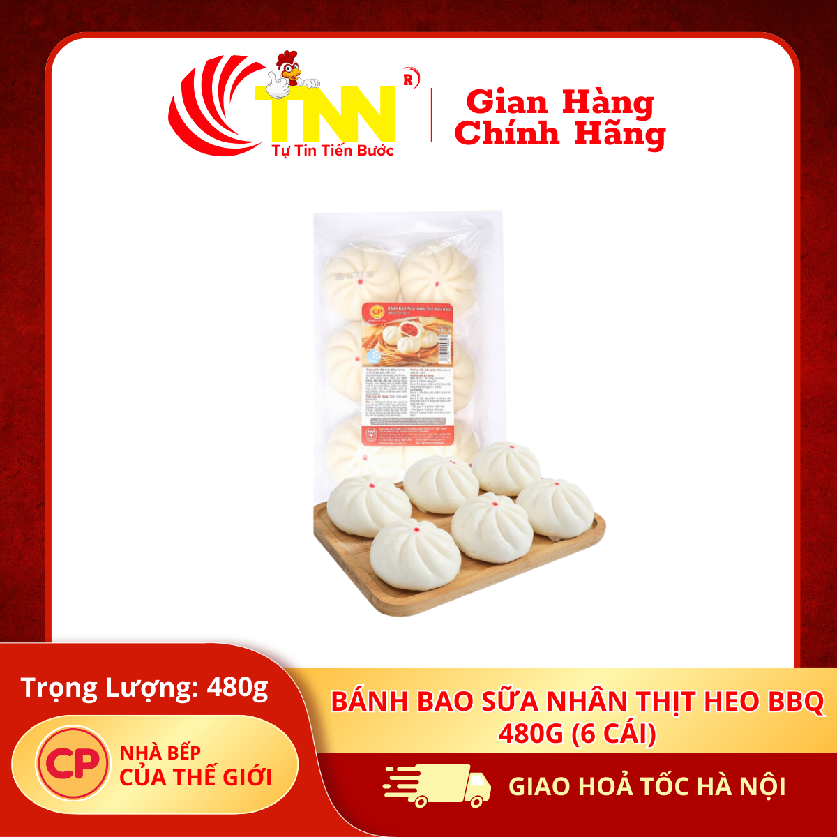 Bánh bao sữa nhân thịt heo BBQ 480g (6 cái)